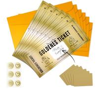 KASURE 6 Pièces Carte à gratter Golden Ticket avec Enveloppe, Carte Cadeau Surprise Personnalisable pour Anniversaire, Saint-Valentin, Noël, EVJF, Départ Retraite & Cadeau Couple