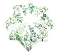 KASURE 60 Pièces Serviettes en Papier Eucalyptus 33 x 33 cm, Serviette de Table Vert Sauge, Décoration de Table pour Mariage, Fête de Jardin, Anniversaire et Baptême