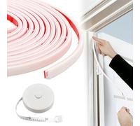 KASURE Joint Porte Entree, 6m Type D boudin de Porte Isolant Froid Avec un ruban à mesurer, Joint de Porte D'entrée en Caoutchouc Autocollante, pour Isolation Phonique Porte, Joint PortE(Blanc)