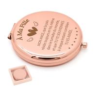 KASURE Miroir 18 Ans Cadeau Fille, Message À Ma Fille, Double Vue x2 Rose Doré avec Étui - Cadeau de Fin d'Études & Anniversaire