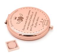 KASURE Miroir de Poche Rose Doré, Cadeau de Fin d'Études et Anniversaire 30Ans pour Fille, Miroir de Voyage à Double Vue, Idée Cadeau avec Étui Cadeau - Pratique et Ludique