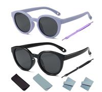 KASURE Paires lunette soleil enfant,Lunette Soleil Bebe Silicone, Confortable Et Flexible à Porter,Anti UV400,Avec Bandeau Réglable Et Amovible pour 6-24 mois et 2-5 ans
