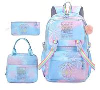 KAT-SEYE Sac à dos 3Pcs Set avec sac à déjeuner Sac à crayon pour filles