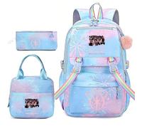 KAT-SEYE Sac à dos 3Pcs Set avec sac à déjeuner Sac à crayon pour filles