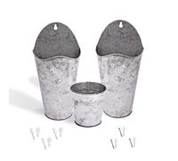 Katai - Lot de 2 Pots de Fleurs muraux de Ferme - Vase à Fleurs à Suspendre avec Supports métalliques - Complet avec Seau galvanisé et matériel d'installation