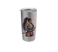 Katana Afro Samurai Warrior Anime Japonais Black Pride Gobelet isotherme en acier inoxydable double paroi
