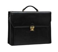 Katana - Cartable 3 soufflets en cuir - noir - 39 x 30 x 13 cm - Noir