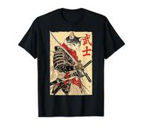 Katana Chat tigré Samouraï Portrait de Guerrier Japonais T-Shirt