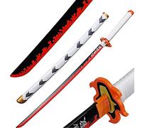 Katana Demon Slayer Cos Épée en Bois Rengoku Kyoujurou, pour Les Fans de Cosplay de Tueur de Démons, Épée Katana en Bois, Taille 104 Cm