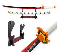 Katana Demon Slayer Kyojuro Rengoku - Epée Lame Bois - Support Japonais Inclus