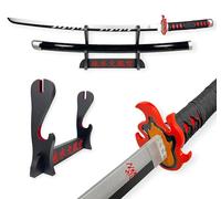 Katana Demon Slayer Tanjiro Kamado Red Nichirin 95cm - Lame Bois - Support Japonais Inclus