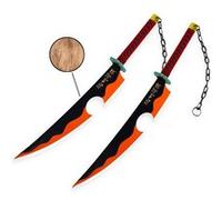 Katana DEMON SLAYER - TENGEN UZUI - Pack 2 Katanas Lames Bois Colorées G