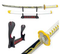 Katana Demon Slayer Zenitsu Agatsuma - Epée Lame Bois - Support Japonais Inclus