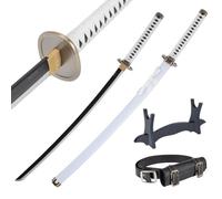 Katana en Bois de Bambou 77 cm avec Ceinture et Support - Anime Cosplay Epee Japonaise pour Déguisement et Decoration - Sabre Samourai Wakizashi Catana Japonais (Non Tranchant)