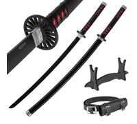 Katana en Bois de Bambou 77 cm avec Ceinture et Support - Daemon Slayer Anime Cosplay Epee Japonaise pour Déguisement et Decoration - Sabre Samourai Wakizashi Catana Japonais (Non Tranchant)