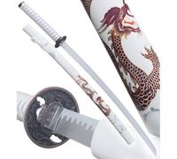 Katana en Bois Dragon Epee Decoration Sabre Replique Katana Japonais White Edition Décoration