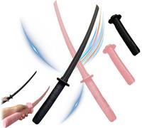 Katana Fidget Télescopique Imprimé en 3D, Modèle de Sabre Samouraï en Plastique, Cadeau Amusant pour Cosplay et Anti-Stress (Noir+Rose)