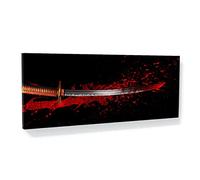 Katana Impression sur toile - Épée sanglante Samouraï moderne pour décoration d'intérieur - Grande taille - 101,6 x 40,6 cm/1,9 cm | Sense Canvas
