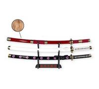 Katana One Piece Pack Zoro 3 Katanas 95cm (SHUSUI, WADO ICHIMONJI, SANDAI KITETSU) - Lame Bois - Support Japonais Inclus G
