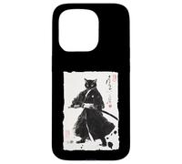 Katana Peinture Japonaise Sumi-e Chat Samouraï Coque pour iPhone 15 Pro
