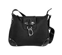 KATANA Sac bandoulière femme nylon garni cuir réf 6717 taille moyenne (5 coul.disp.) (Noir)