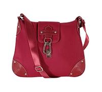 KATANA Sac bandoulière femme nylon garni cuir réf 6717 taille moyenne (5 coul.disp.) (Rouge)