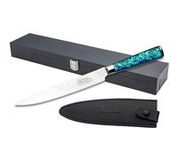 Katana Saya Couteau à découper Pearl 20 cm - Acier Damas VG-10 à haute teneur en carbone pour une résistance et un tranchant extrêmes - Manche en acrylique avec motif en nacre d'ormeau
