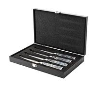 Katana Saya Ensemble de 4 couteaux à steak Pearl - Acier Damas VG-10 à haute teneur en carbone pour une résistance et un tranchant exceptionnels - Manche en acrylique avec motif abalone