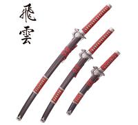 Katana Set 3 - Dragon Wing Red Edition Epee Sabre Tanto Wakazashi Décoration