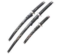 Katana Set 3 Samourai dragon Noir Epee Sabre Tanto Wakazashi Katana Japonais