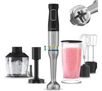 Katana Totaldestroy 1500Xl Perfectcream&Crush Hand Blender,1500 W,21 Vitesses Et Turbo,4 Lames En Titane Noir,Capot Anti-Éclaboussures,Pied Extra-Long,Kit D'Accessoires.