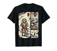 Katana Ukiyo-e Japonais Samouraï Raton Laveur Bande dessinée Bambou T-Shirt