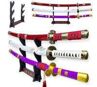 Katanas Décoratifs Japonais - Pack de 3 Epées de Zoro (Enma, Wado Ichimonji, Sandai Kitetsu) - Présentoir Premium Inclus