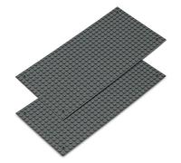 Katara 1672 Set De 2 Plaques De Base Pour Jeux De Construction, Compatible Avec Lego, Sluban, Papimax, Q-Bricks - 16*32 Goujons - Gris Foncé