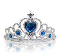 Katara 1682 Diadème pour filles, couronne argentée avec strass, diamants bleus clairs, tiare de costume