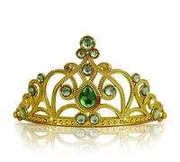 Katara 1682 Diadème pour filles, couronne dorée avec strass, diamants verts clairs, tiare de costume