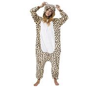 Katara 1744 - Grenouillère Combinaison pour Adultes Tenue de Nuit Pyjama Kigurumi Costume - Taille L, 165-175cm Léopard