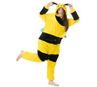 Katara 1744 - Grenouillère Combinaison pour Adultes Tenue de Nuit Pyjama Kigurumi Costume - Taille L, 165-175cm Abeille