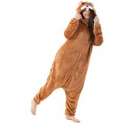 Katara-1744 Pyjama Combinaison animal, Unisex Adult, Vêtements De Nuit, 1744-a-081, Ours Brun Pelucheux, Taille 145-155cm