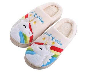 Katara Chaussons Plats Moelleux, Mixte, Licorne Arc-en-Ciel, 38/39 EU