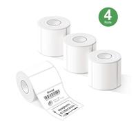 KATASYMBOL Lot de 4 rouleaux de ruban adhésif thermique pour SUPVAN T50M Pro, Phomemo M110, ETIKEZ PM260, 4 rouleaux de 40 × 30 mm, imperméable, résistant à l'huile, hautement adhésif, noir sur blanc