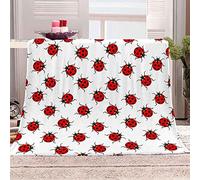 KATATI Couverture Coccinelle Plaid Couverture Polaire Coccinelle Impression 3D Couverture, Doux Chaud Flanelle Couverture Lit Canapé Travel Couverture 130x150 cm