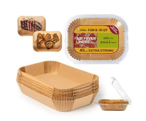 Katbite Lot de 220 feuilles de papier sulfurisé pour friteuse à air chaud à double chambre, 20,5 x 14 cm, compatible avec Ninja Dual/Double Stack, Ninja AF300EU AF400EU, COSORI, Philips, Cecotec