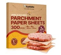 Katbite Lot de 300 feuilles de papier sulfurisé non blanchi, robustes et antiadhésives, carrés pour séparer les pâtes, les cookies, stocker les aliments, emballer des bonbons