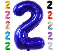 KatchOn, Ballon bleu roi chiffre 2 - 101,6 cm | Chiffre 2 ballons bleu marine, décorations d'anniversaire pour garçons | Ballons de 2 ans, ballons bébé requin 2e anniversaire | Décorations