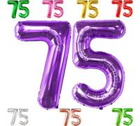KatchOn, Ballon géant violet 75 - 101,6 cm | Ballon pour 75 ans | Ballon violet chiffre 75, décorations pour 75e anniversaire pour femme | Ballon d'anniversaire 75e anniversaire | 75e anniversaire