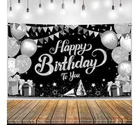 KatchOn Bannière « Happy Birthday » argentée - Grande taille - 183 x 112 cm - Décoration d'anniversaire pour homme, femme, garçon et fille, idéale comme toile de fond pour une fête argentée.