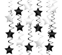 KatchOn - Étoiles et Tourbillons Noirs et Argent - 30 Pièces - Décorations de Fête pour Anniversaire, Mariage et Fêtes à Thème - Party & Event
