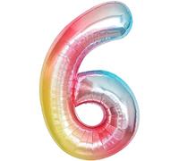 KatchOn, Grand ballon arc-en-ciel en forme de chiffre 6 de 101,6 cm - 6 ballons en forme de chiffre pour anniversaire | 6 décorations d'anniversaire licorne en forme de chiffre arc-en-ciel pour filles