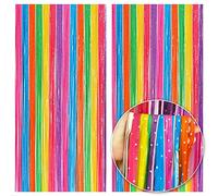KatchOn, Lot de 2 rideaux à franges scintillants arc-en-ciel - 0,9 x 2,4 m - Rideaux à franges en aluminium pour décorations de fête arc-en-ciel | Toile de fond arc-en-ciel | Serpentins de fête pour